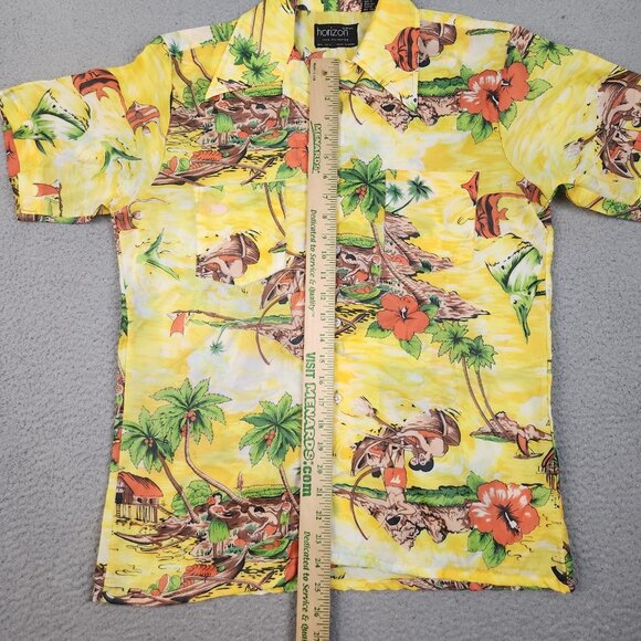 Vintage Hawaiian Fish Tropical Palm Trees AOP Button Down Shirt Men's Medium - Picture 2 of 8